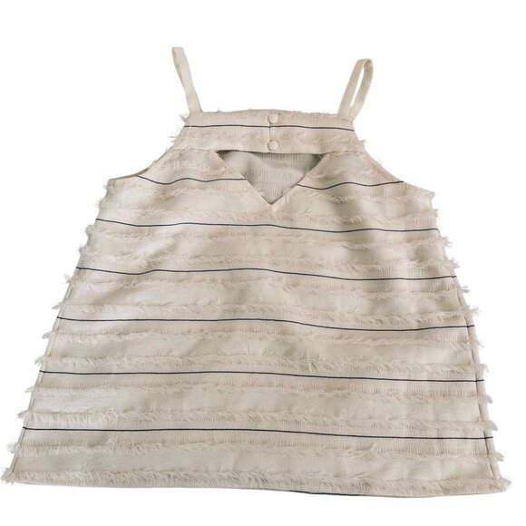 Anthropologie Maeve Ivory Textured Fringe Striped Sleeveless Top Size 0/XS - Picture 3 of 8